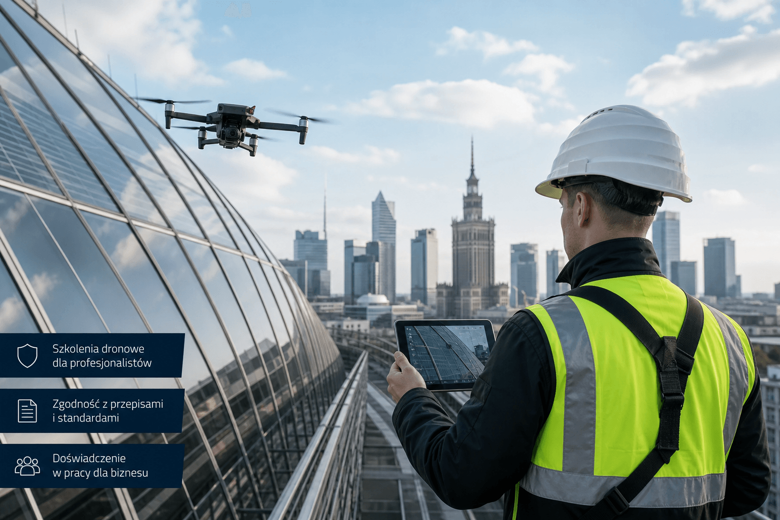 Szkolenia dronowe B2B – sektor przemysłowy i budowlany, inspekcje i STS Warszawa