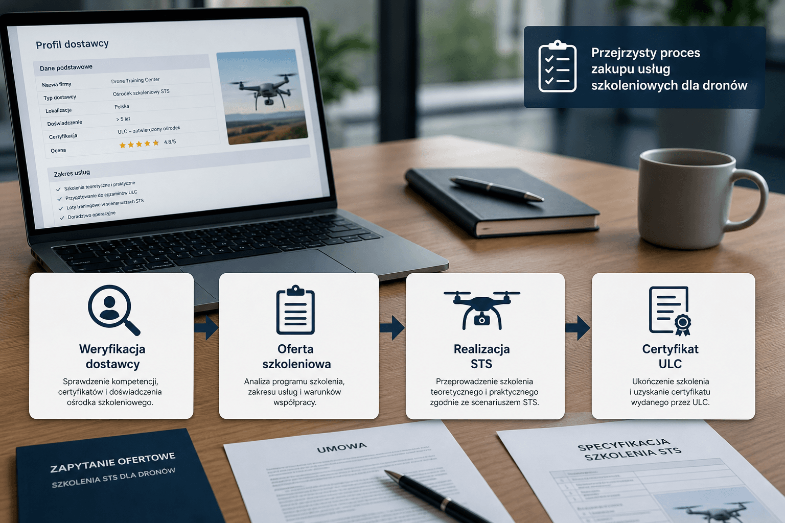 Proces przetargowy szkoleń dronowych – weryfikacja dostawcy i certyfikat STS