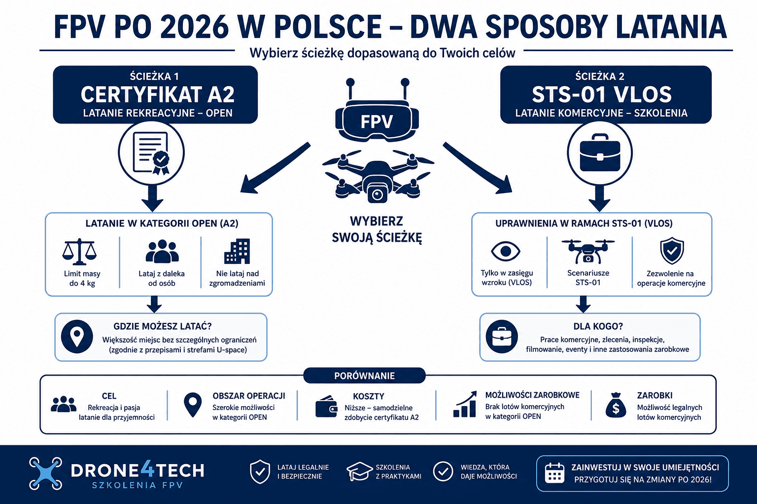 Porównanie ścieżek A2 i STS-01 dla pilota FPV