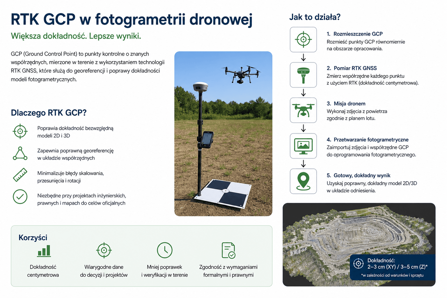 RTK i GCP w fotogrametrii dronowej – georeferencja i dokładność modelu
