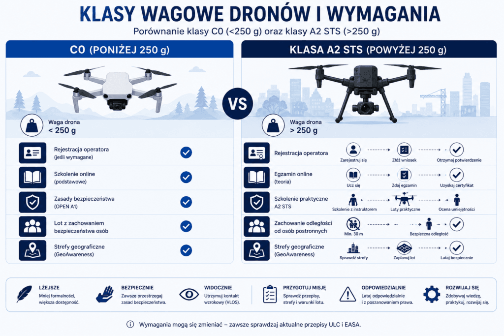 Dron klasy C0 poniżej 250 g – limity kategorii otwartej