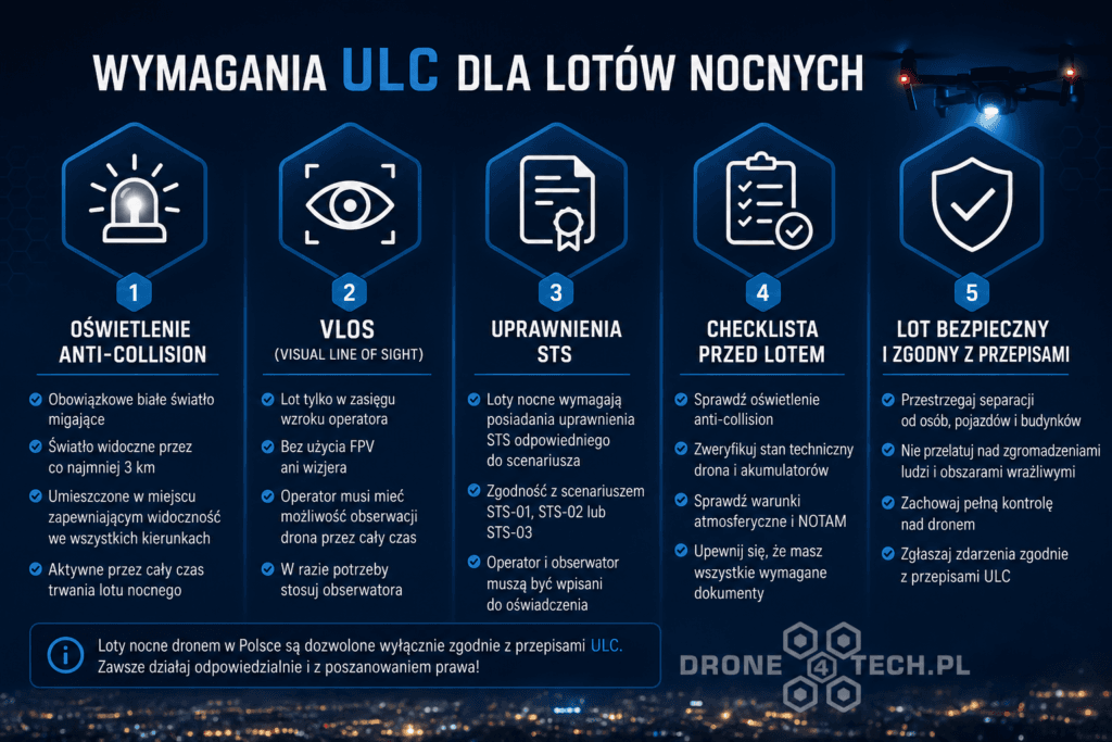 Checklista lotów nocnych dronem – ULC i bezpieczeństwo