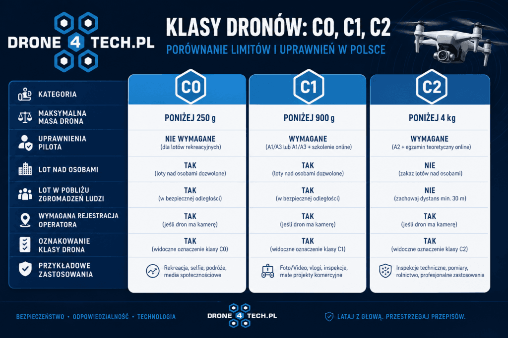 Porównanie klas C0 C1 C2 – masa i uprawnienia pilota