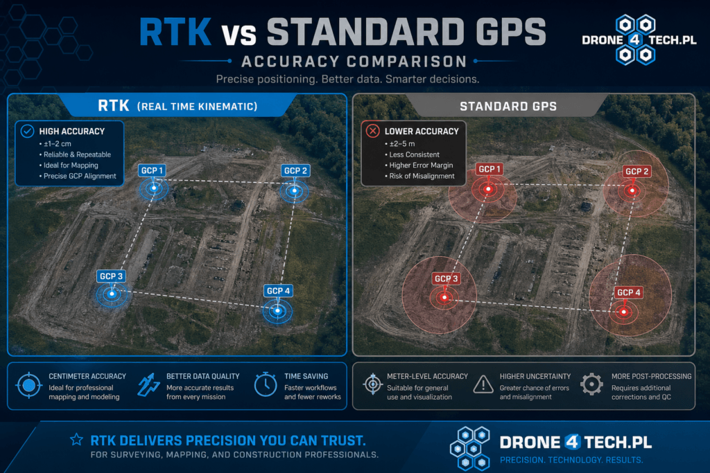RTK vs GPS standardowy – porównanie dokładności map