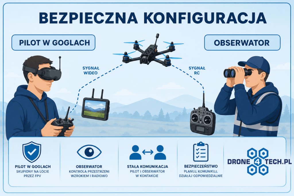 Gogle FPV i obserwator – bezpieczna konfiguracja lotu
