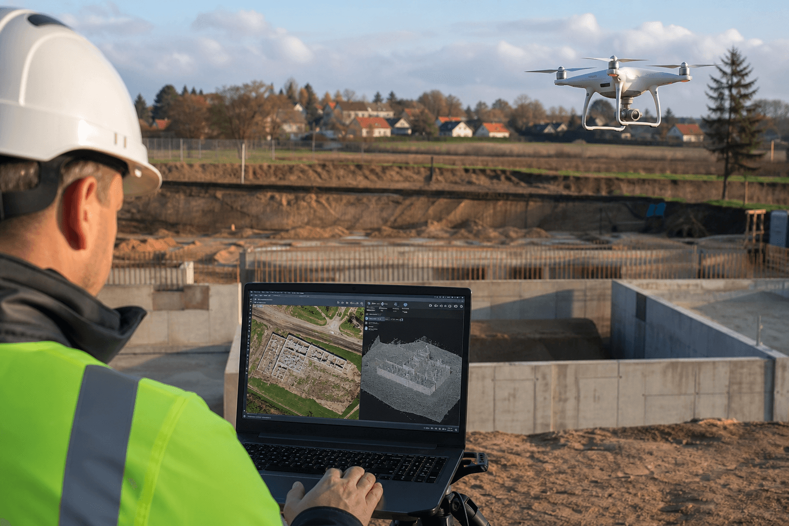 Fotogrametria dronem na placu budowy – ortofoto i model 3D
