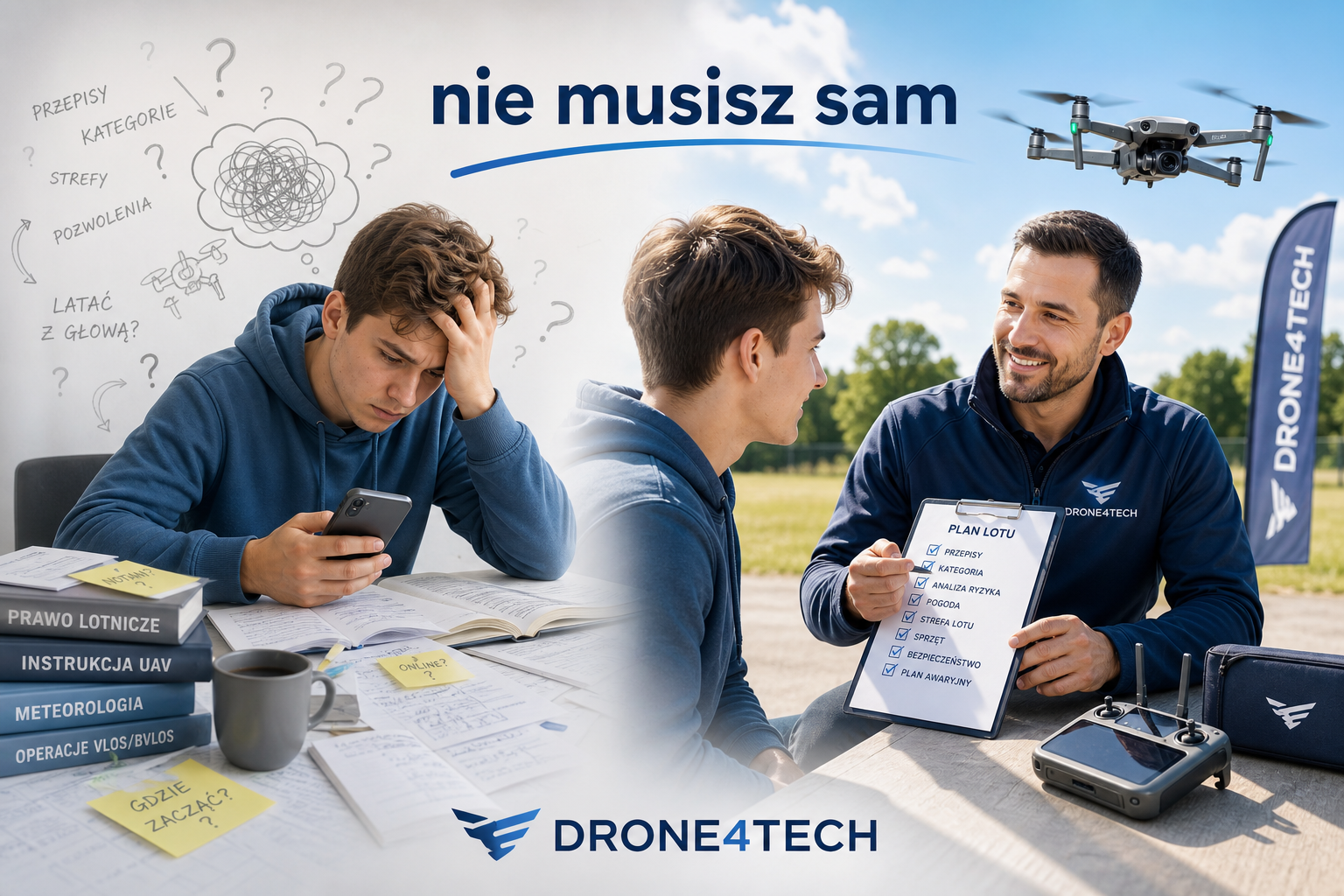 Wsparcie instruktora na kursie pilota drona