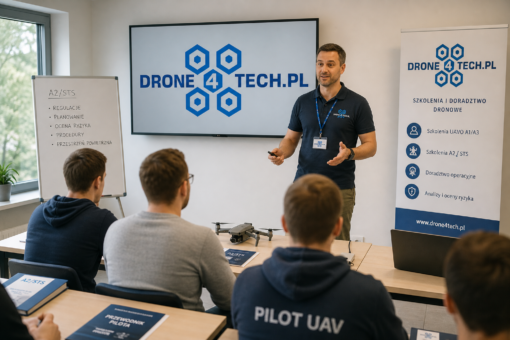 Kursanci podczas bloku teoretycznego szkolenia A2/STS w DRONE4TECH