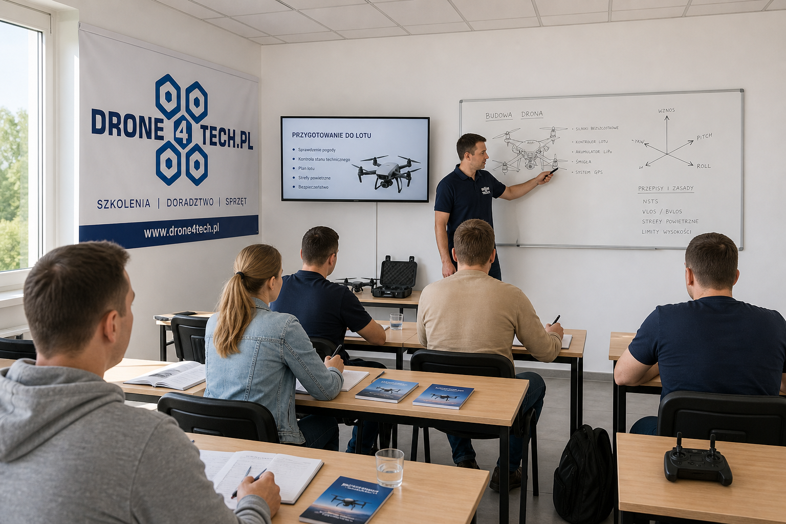 Blok teoretyczny szkolenia A2 STS – sala kursowa DRONE4TECH