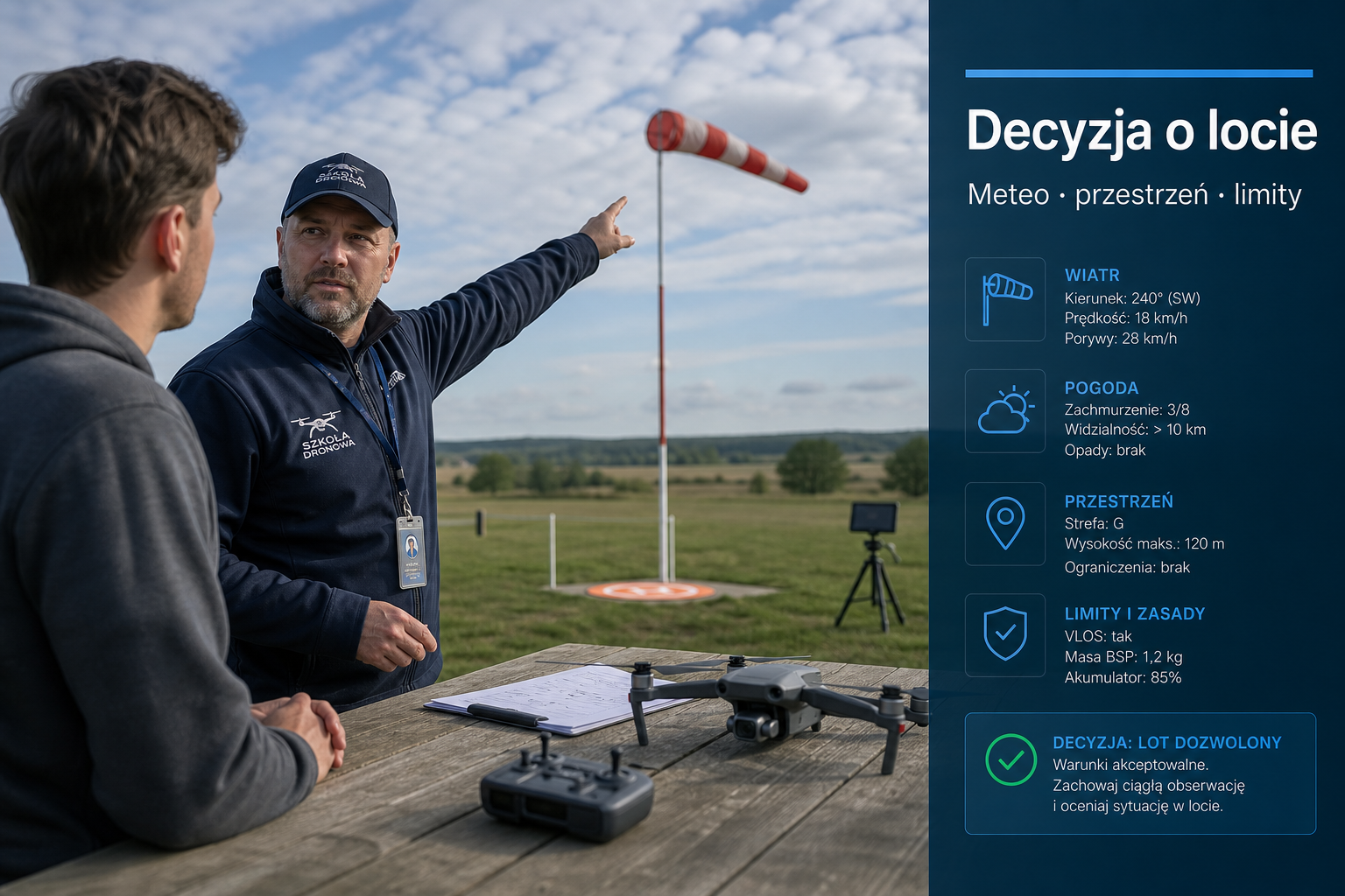 Decyzja o locie – meteo, przestrzeń i limity na szkoleniu STS